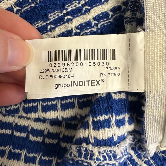 ZARA Knit Crop Top Medium Blue White Striped Sleeveless Tank Cami Festival Retro - Picture 11 of 11